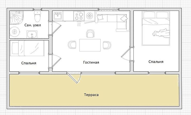 Модульный Дом Честер 58 кв.м